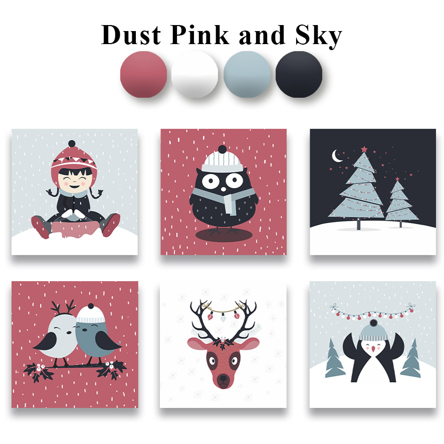 Christmas Coasters Dust Pink and Sky