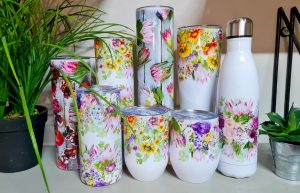 tumblers, wine tumbler, water bottle, fowers, inspire photography, proteas